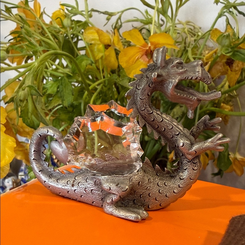 Mystical Silver Dragon Reptile Decor
